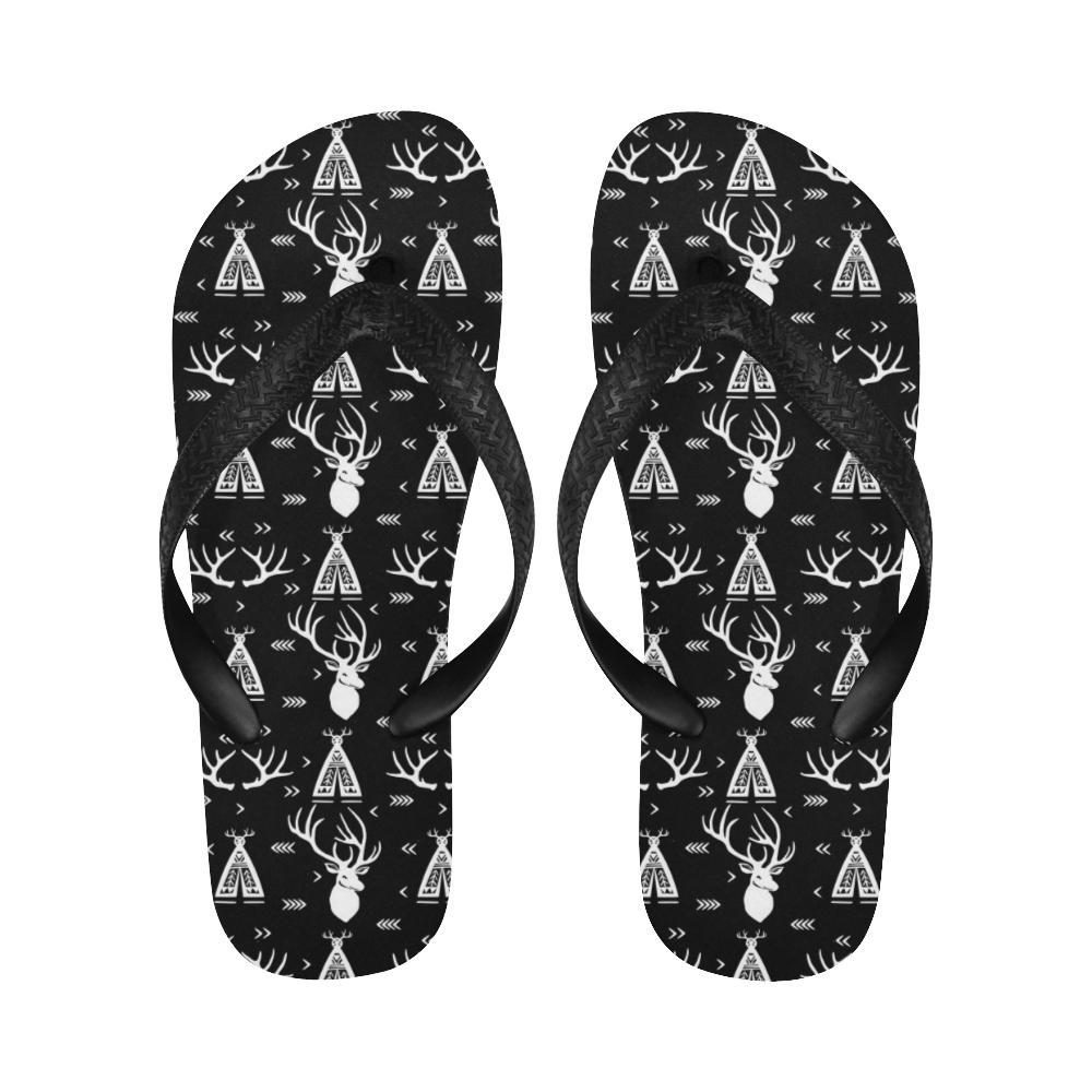 Deer Native Indian Print Pattern Flip Flops-JTAMIGO.COM