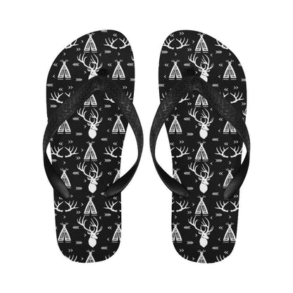 Deer Native Indian Print Pattern Flip Flops-JTAMIGO.COM