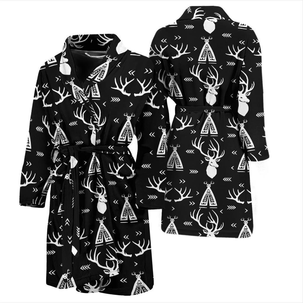 Deer Native Indian Print Pattern Men Bath Robe-JTAMIGO.COM