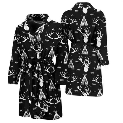 Deer Native Indian Print Pattern Men Bath Robe-JTAMIGO.COM