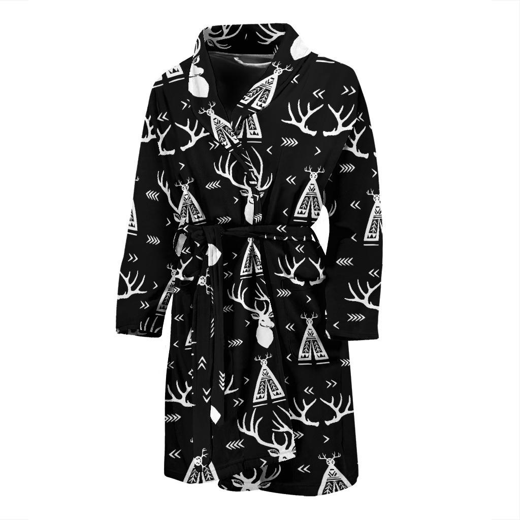 Deer Native Indian Print Pattern Men Bath Robe-JTAMIGO.COM