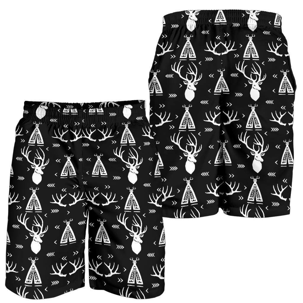 Deer Native Indian Print Pattern Mens Shorts-JTAMIGO.COM