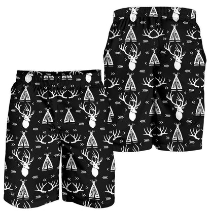 Deer Native Indian Print Pattern Mens Shorts-JTAMIGO.COM