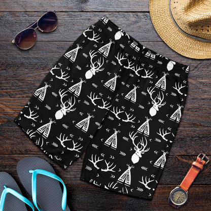 Deer Native Indian Print Pattern Mens Shorts-JTAMIGO.COM