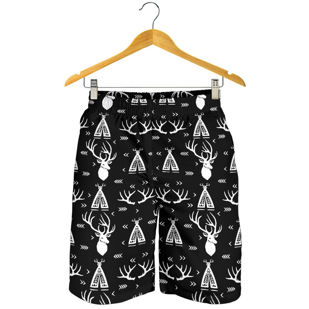 Deer Native Indian Print Pattern Mens Shorts-JTAMIGO.COM
