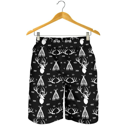 Deer Native Indian Print Pattern Mens Shorts-JTAMIGO.COM