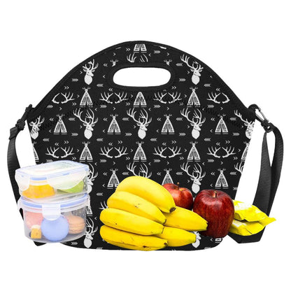 Deer Native Indian Print Pattern Neoprene Lunch Bag (Model 1669)(Large)-JTAMIGO.COM