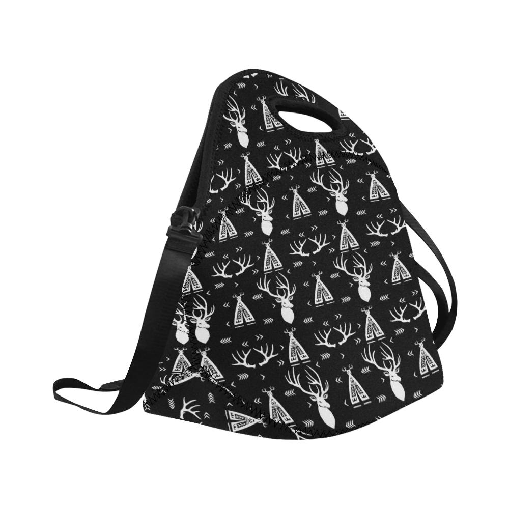 Deer Native Indian Print Pattern Neoprene Lunch Bag (Model 1669)(Large)-JTAMIGO.COM
