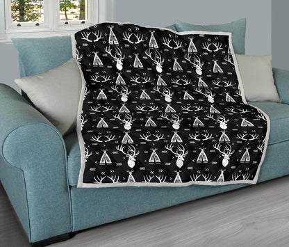 Deer Native Indian Print Pattern Premium Quilt-JTAMIGO.COM