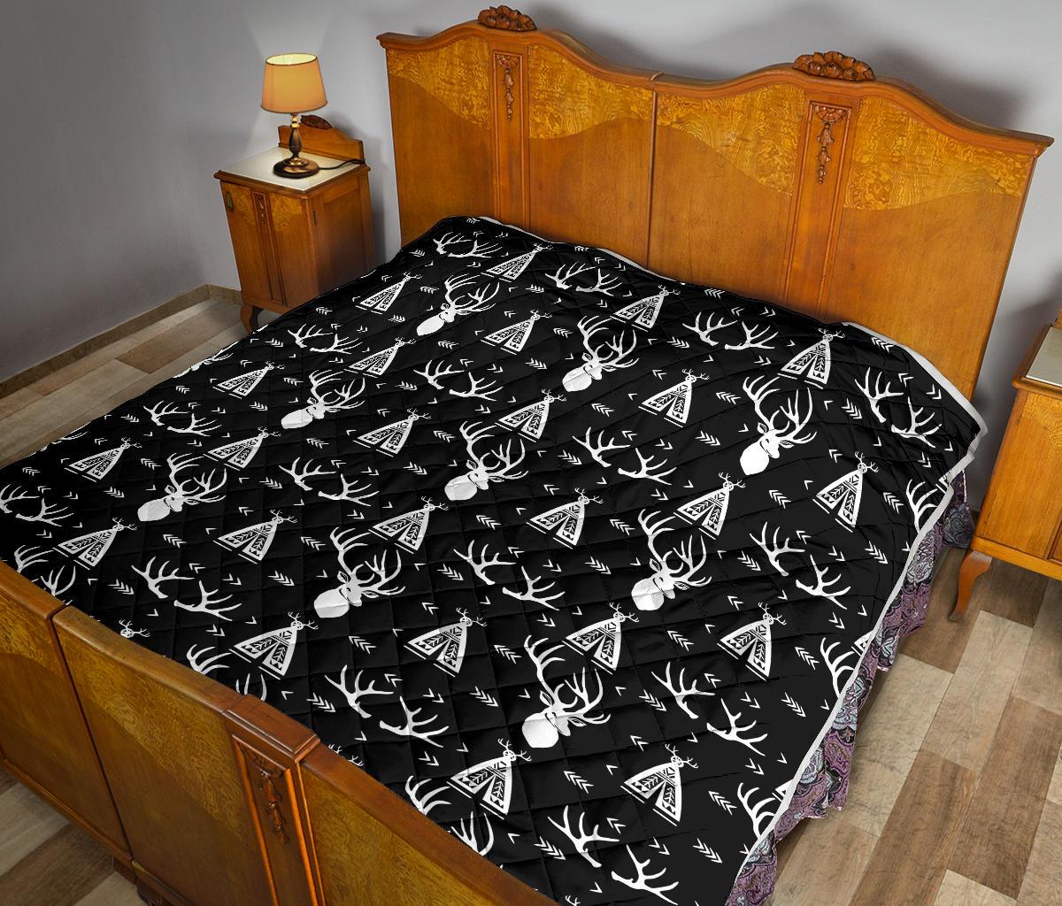 Deer Native Indian Print Pattern Premium Quilt-JTAMIGO.COM