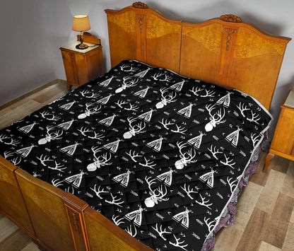 Deer Native Indian Print Pattern Premium Quilt-JTAMIGO.COM