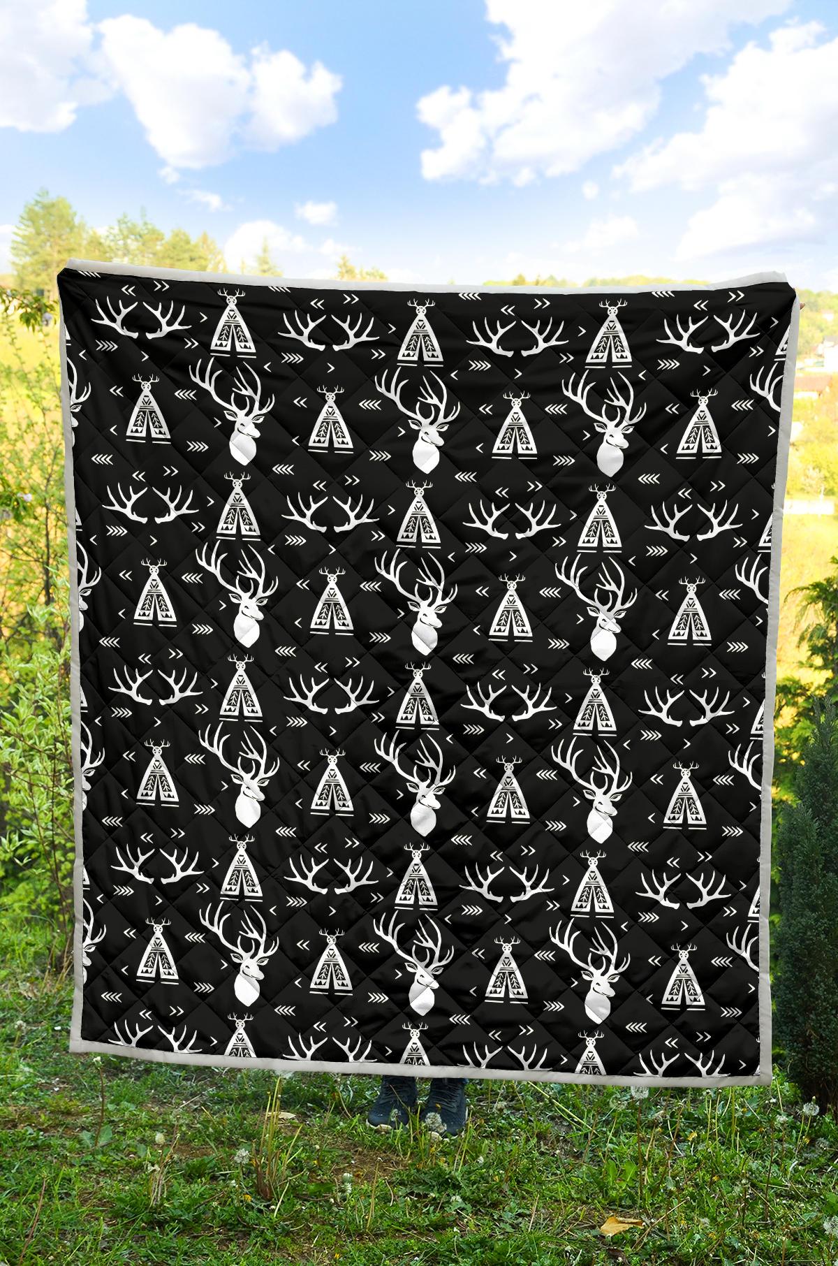 Deer Native Indian Print Pattern Premium Quilt-JTAMIGO.COM