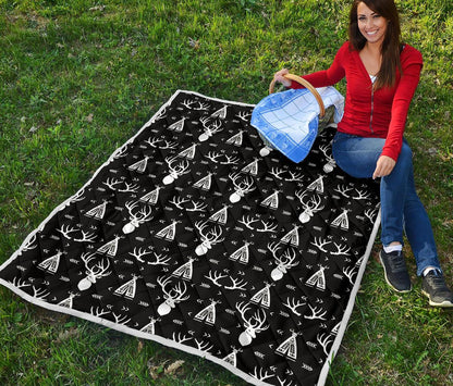 Deer Native Indian Print Pattern Premium Quilt-JTAMIGO.COM