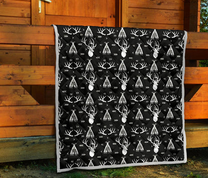 Deer Native Indian Print Pattern Premium Quilt-JTAMIGO.COM