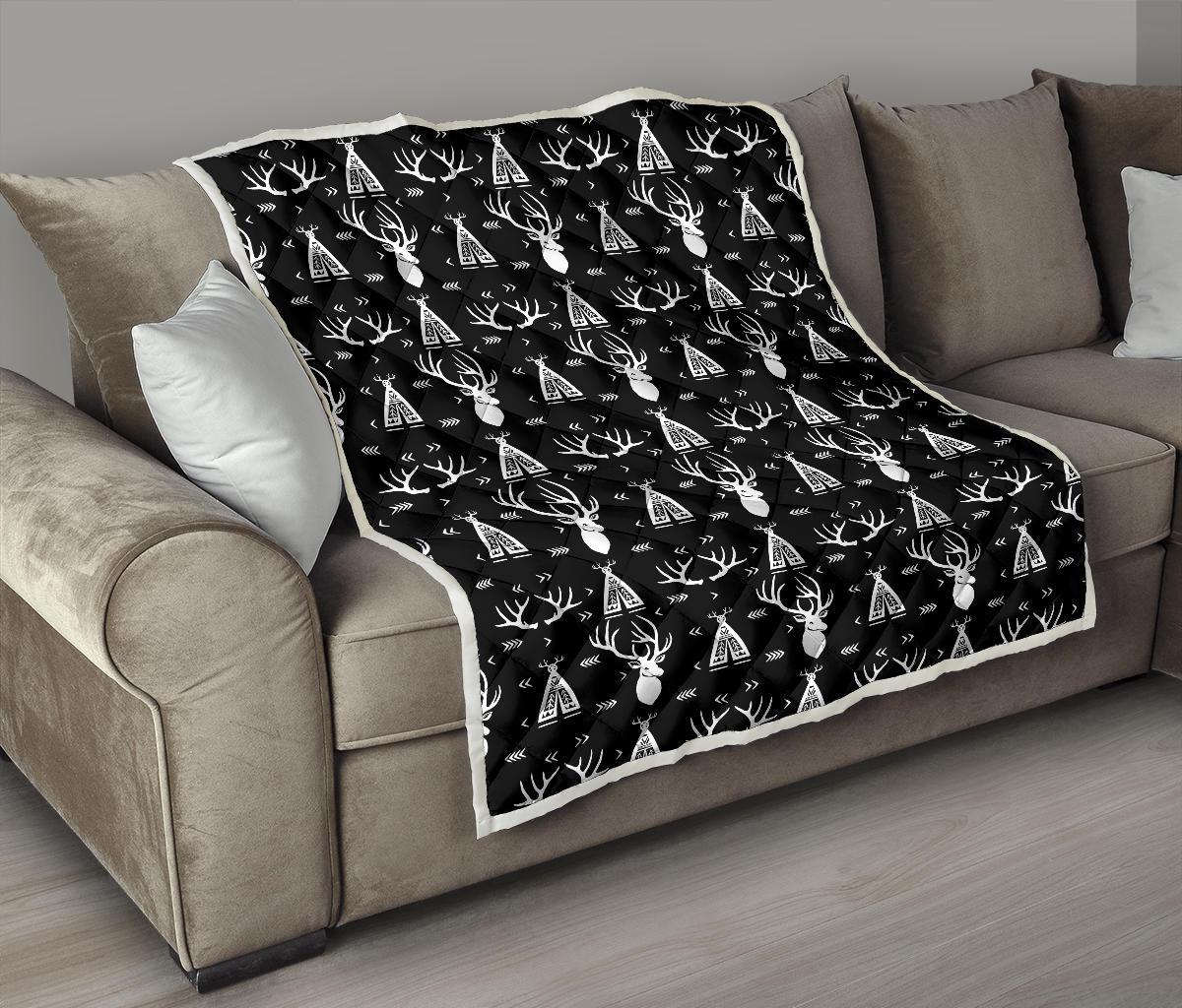 Deer Native Indian Print Pattern Premium Quilt-JTAMIGO.COM