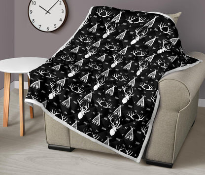 Deer Native Indian Print Pattern Premium Quilt-JTAMIGO.COM