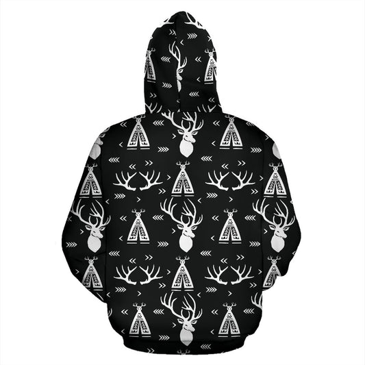 Deer Native Indian Print Pattern Pullover Hoodie