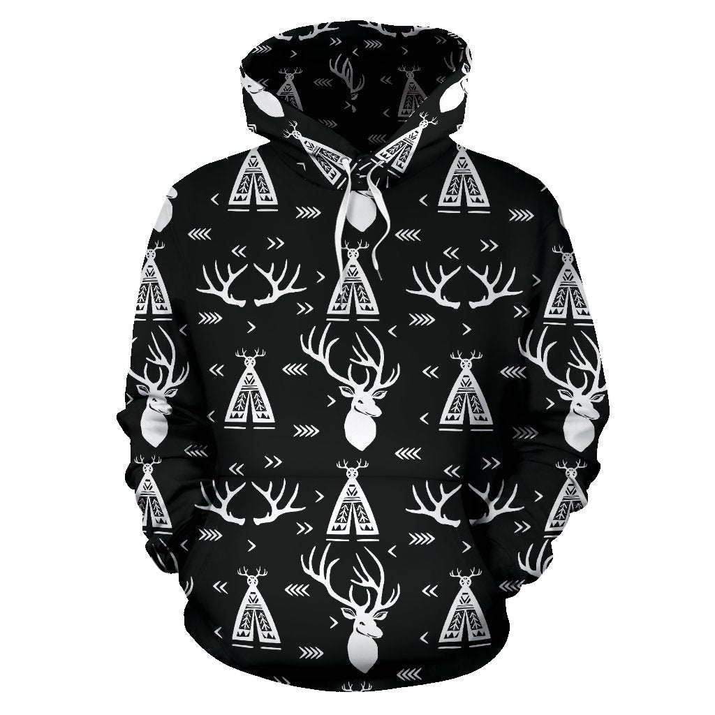 Deer Native Indian Print Pattern Pullover Hoodie