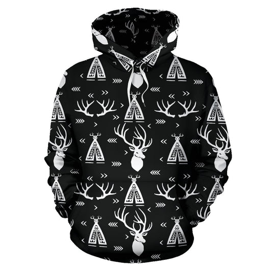 Deer Native Indian Print Pattern Pullover Hoodie