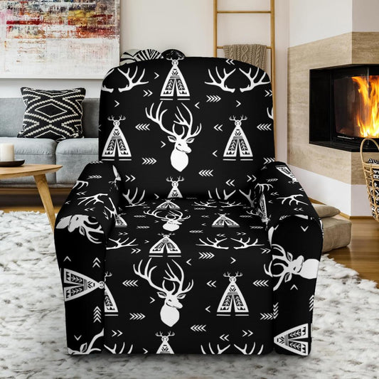 Deer Native Indian Print Pattern Single Sofa Slipcover -JTAMIGO.COM