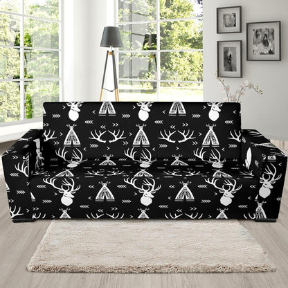 Deer Native Indian Print Pattern Sofa Slipcover-JTAMIGO.COM