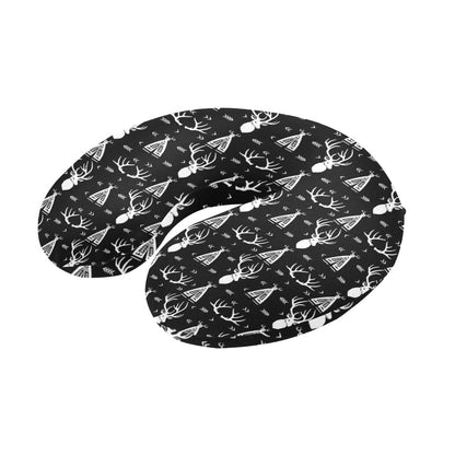 Deer Native Indian Print Pattern U-Shaped Travel Neck Pillow-JTAMIGO.COM