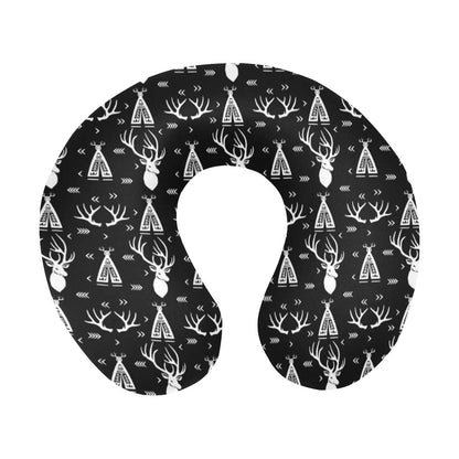 Deer Native Indian Print Pattern U-Shaped Travel Neck Pillow-JTAMIGO.COM