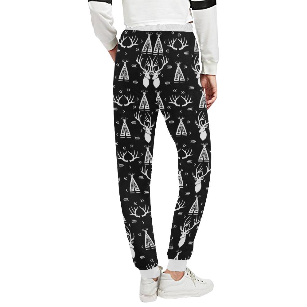 Deer Native Indian Print Pattern Unisex Casual Sweatpants (Model L11)-JTAMIGO.COM