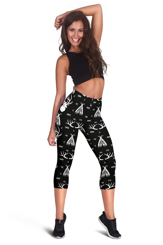 Deer Native Indian Print Pattern Women Capris