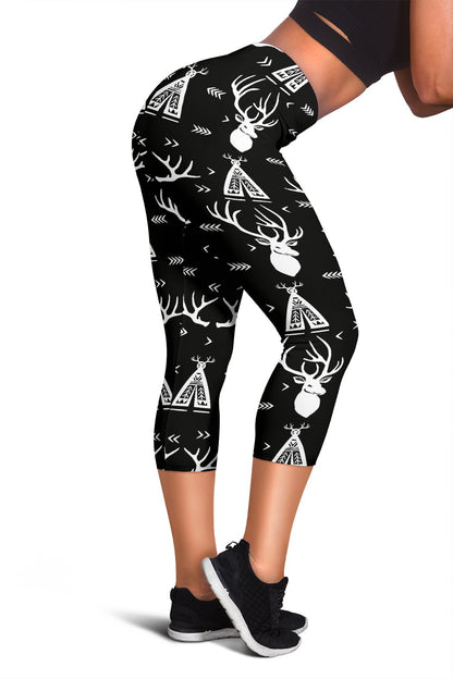 Deer Native Indian Print Pattern Women Capris
