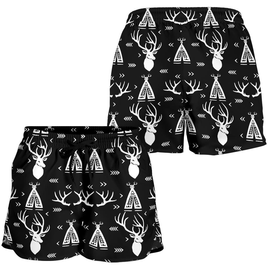Deer Native Indian Print Pattern Women Shorts-JTAMIGO.COM