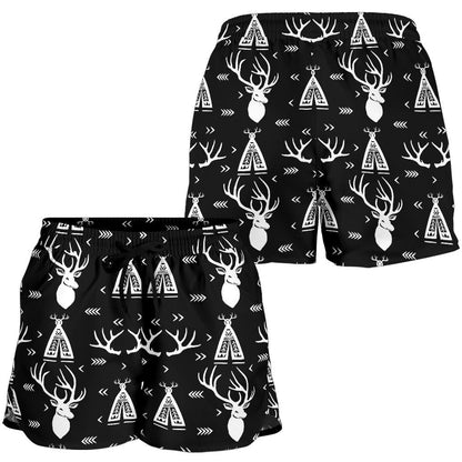 Deer Native Indian Print Pattern Women Shorts-JTAMIGO.COM