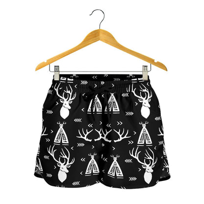 Deer Native Indian Print Pattern Women Shorts-JTAMIGO.COM