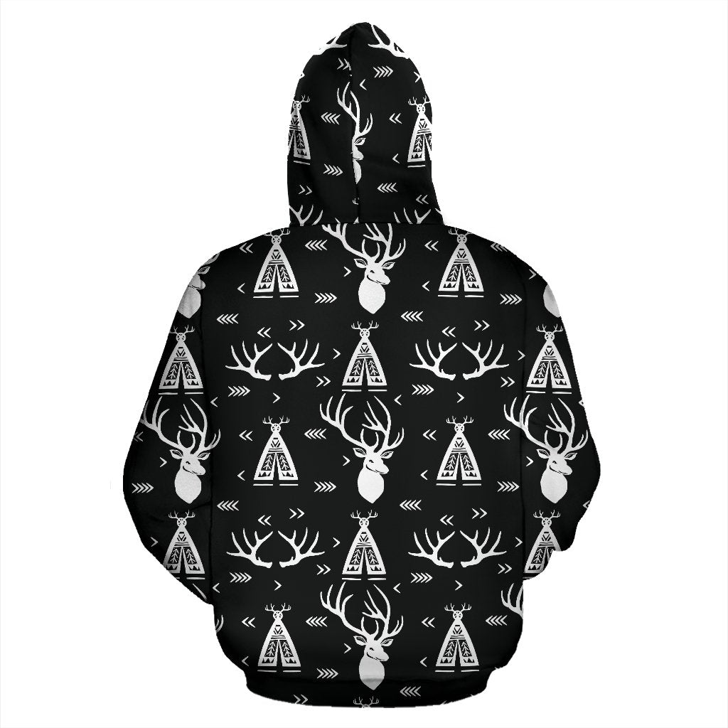 Deer Native Indian Print Pattern Zip Up Hoodie