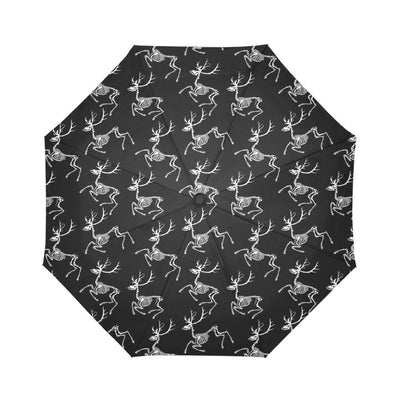 Deer Skeleton Print Pattern Automatic Foldable Umbrella