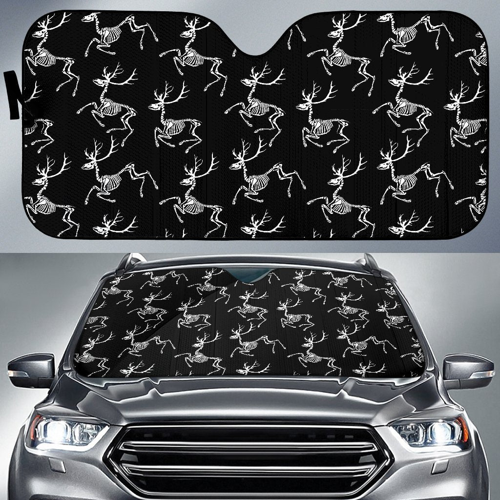 Deer Skeleton Print Pattern Car Sun Shade For Windshield
