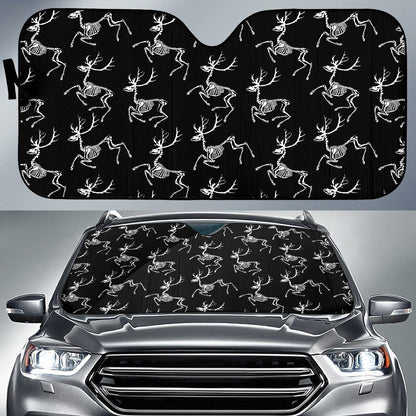 Deer Skeleton Print Pattern Car Sun Shade For Windshield