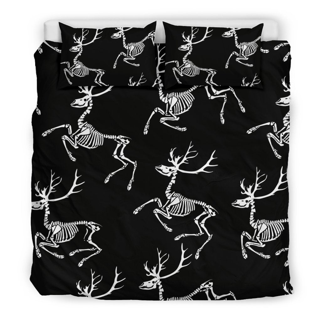 Deer Skeleton Print Pattern Duvet Cover Bedding Set