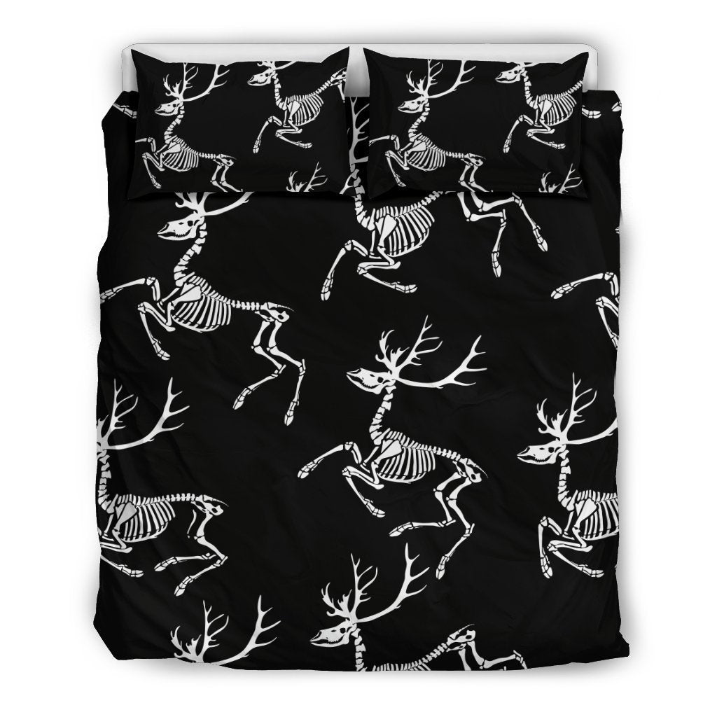 Deer Skeleton Print Pattern Duvet Cover Bedding Set