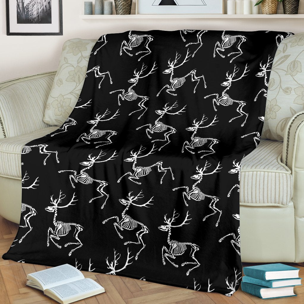 Deer Skeleton Print Pattern Fleece Blanket