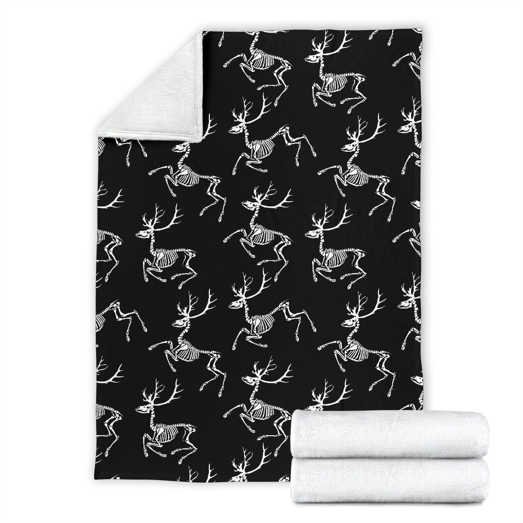Deer Skeleton Print Pattern Fleece Blanket
