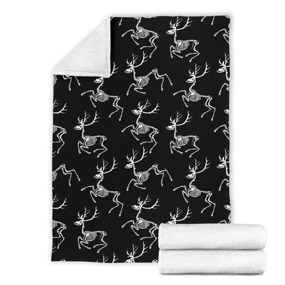 Deer Skeleton Print Pattern Fleece Blanket