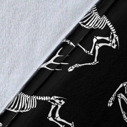 Deer Skeleton Print Pattern Fleece Blanket