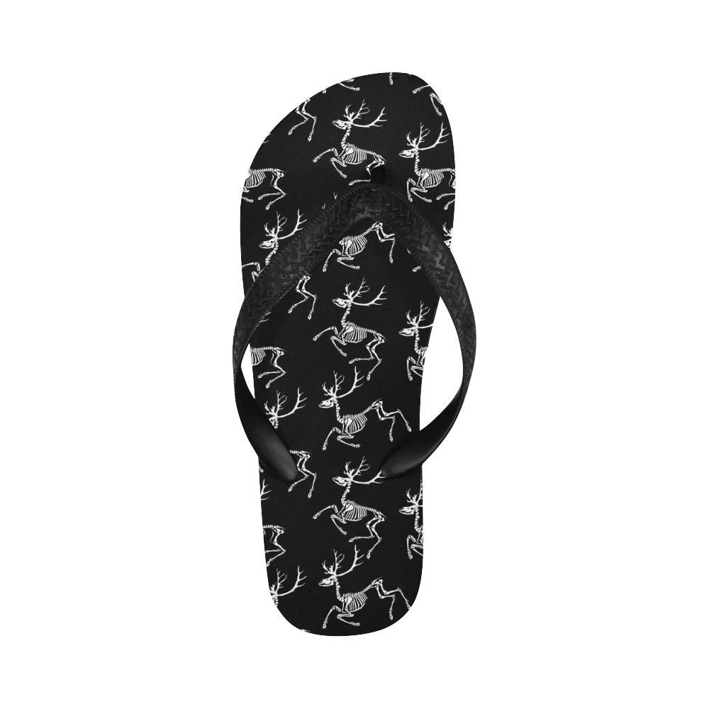 Deer Skeleton Print Pattern Flip Flops-JTAMIGO.COM