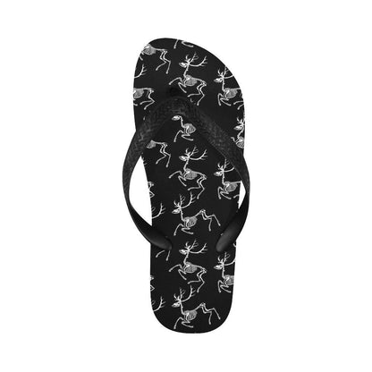 Deer Skeleton Print Pattern Flip Flops-JTAMIGO.COM
