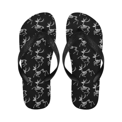 Deer Skeleton Print Pattern Flip Flops-JTAMIGO.COM