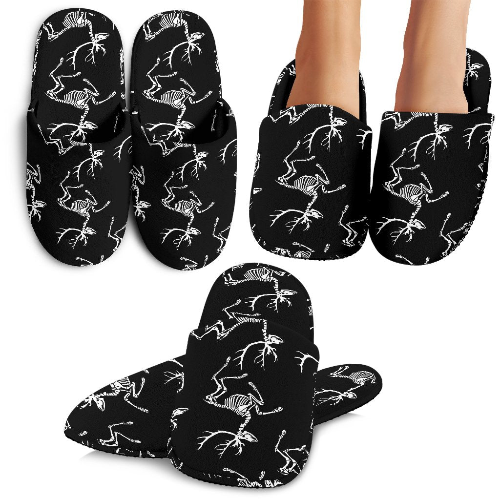 Deer Skeleton Print Pattern House Slippers