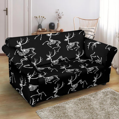 Deer Skeleton Print Pattern Loveseat Slipcover-JTAMIGO.COM