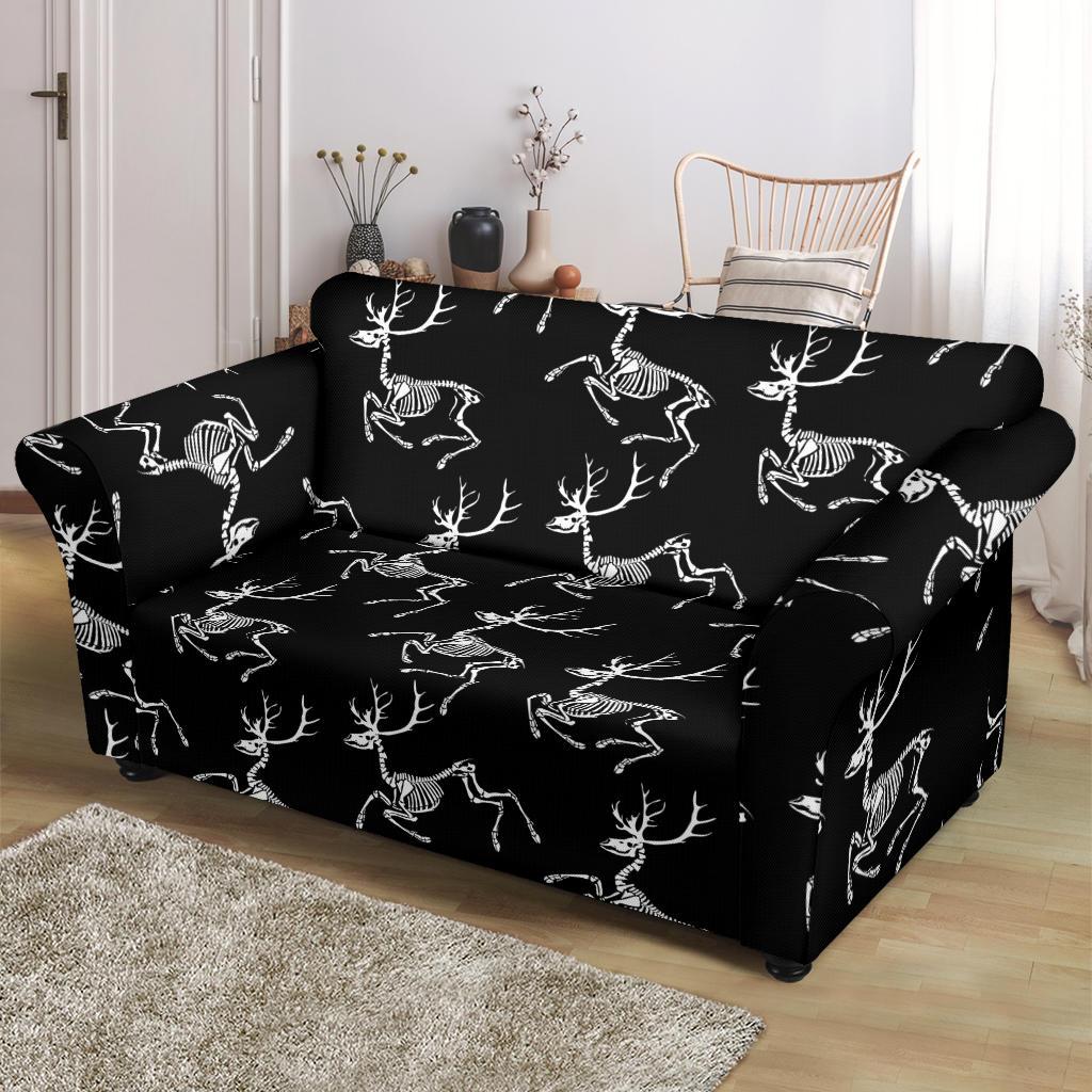 Deer Skeleton Print Pattern Loveseat Slipcover-JTAMIGO.COM