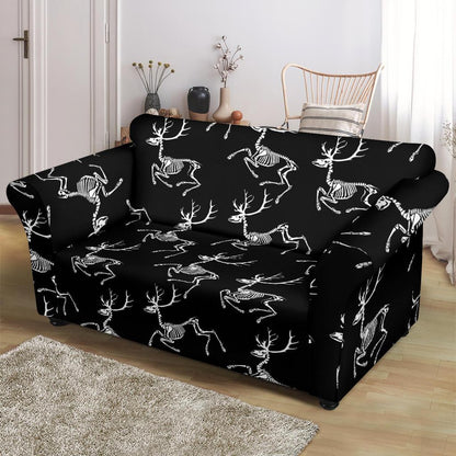 Deer Skeleton Print Pattern Loveseat Slipcover-JTAMIGO.COM